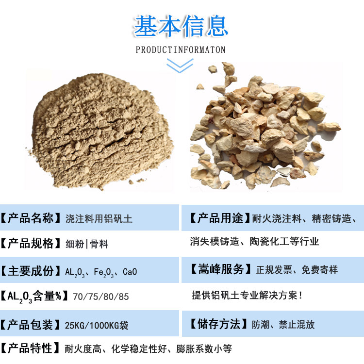 澆筑料鋁礬土|熟料|細粉|骨料|價格|廠家圖